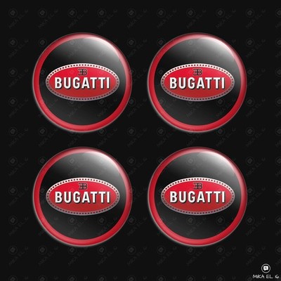 Bugatti Radnabenkappen Aufkleber 4er Set 3D Domed Resin Decal Embleme Logo