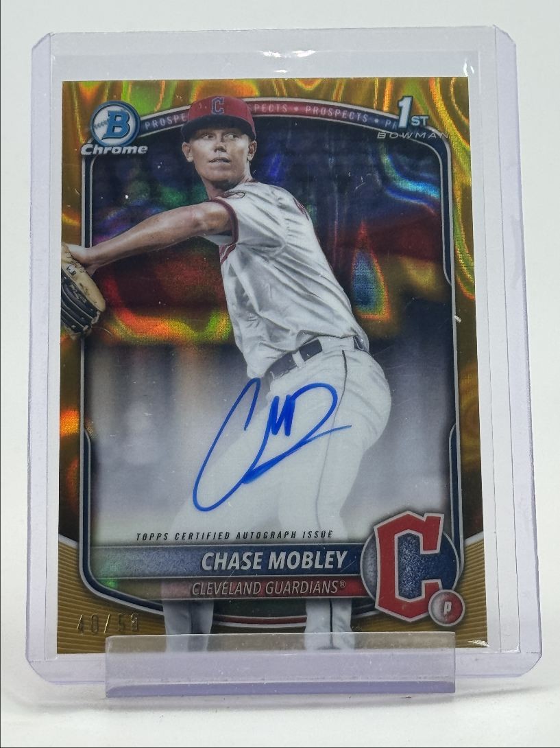 CHASE MOBLEY 2025 BOWMAN CHROME 1ST GOLD LAVA REFRACTOR AUTO /50 Q2132