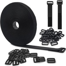 Klettband Kabelbinder Kabelbinder Schwarz 15m Klettverschluss Nylon wiederver...