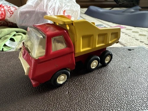 Vintage Diecast Tonka Red And Yellow Dump Truck 5” Pressed Metal