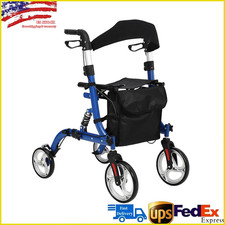 2 in 1 Rollator Walker  Transport Chair Foldable Walker Wheelchair Combo 300LBS