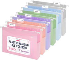 - Extra Capacity Plastic Hanging File Folders, 6 Pack, Letter Size