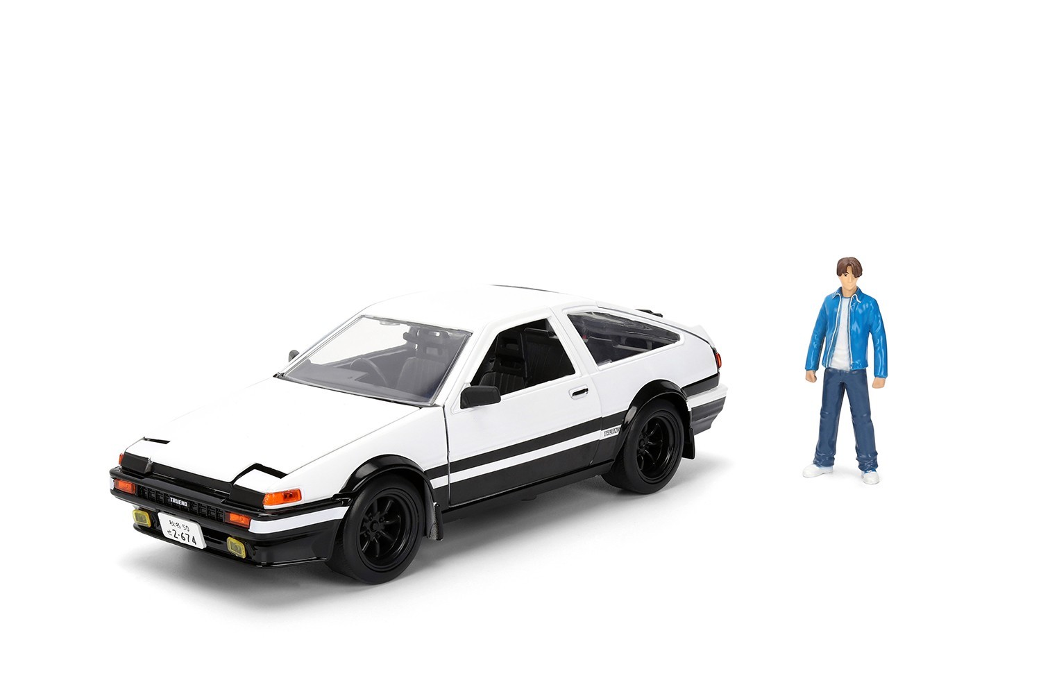 JADA INITIAL D TOYOTA TRUENO AE86 1/24 with TAKUMI FIGURE BLACK / WHITE 34501