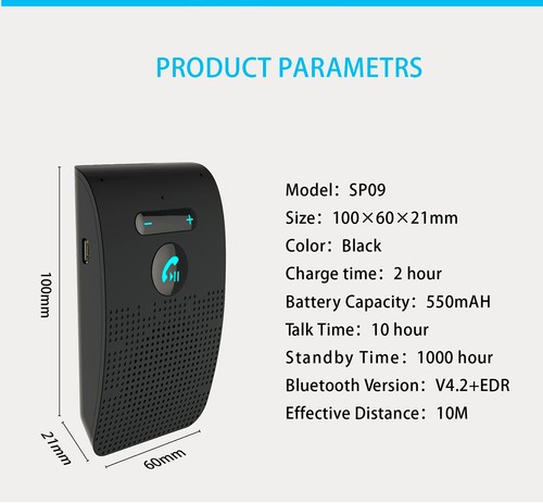 Wireless Bluetooth Speakerphone Multi-point Handsfree Accessories For Car Truck - Picture 17 of 18