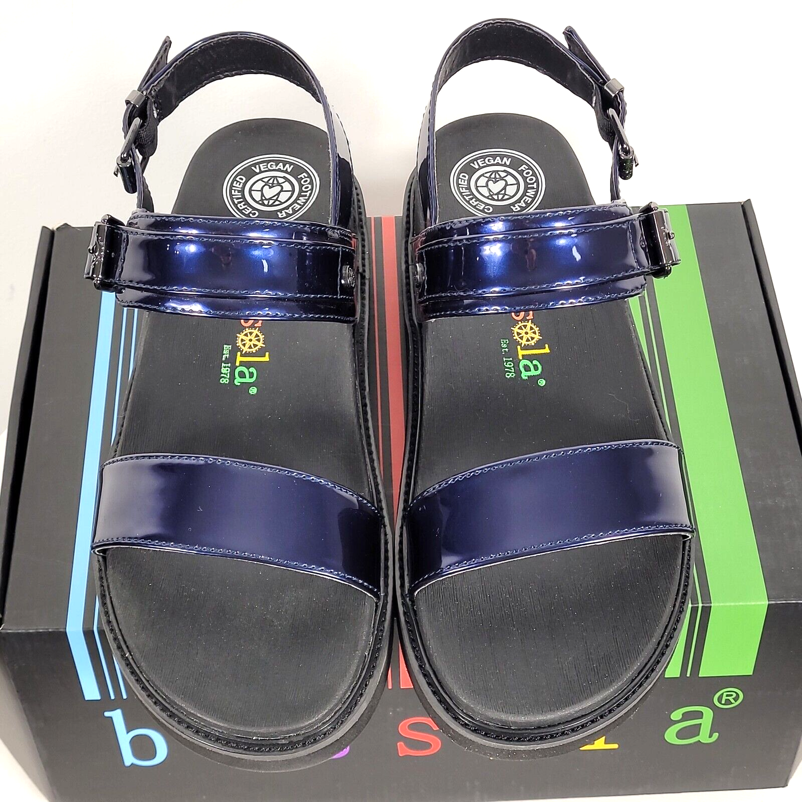 Bussola Womens POSH Vegan Mirror Steel Blue Slingback Sandals Sz 42 / US 11  11.5 | eBay