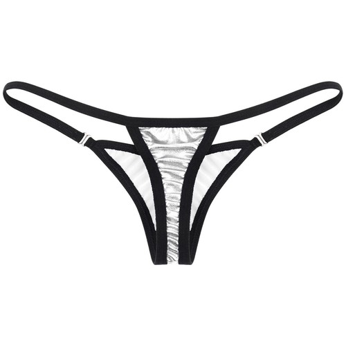 UK Womens Shiny Metallic Bikini Bottoms Low Rise T-back Thongs Underwear Panties - Picture 64 of 85