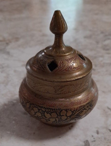 Vintage Lidded Brass Incense Burner