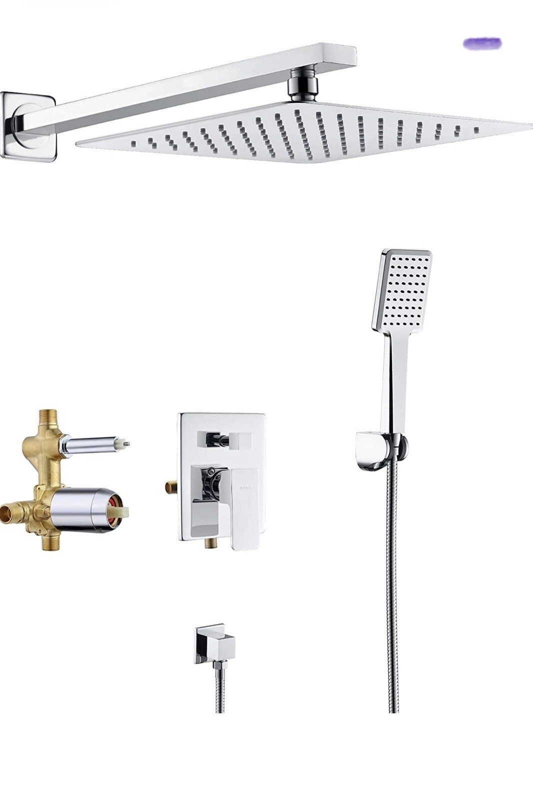 SOKA Shower Faucet Set Chrome 10 Inch Rainfall Shower Head, High Pressure