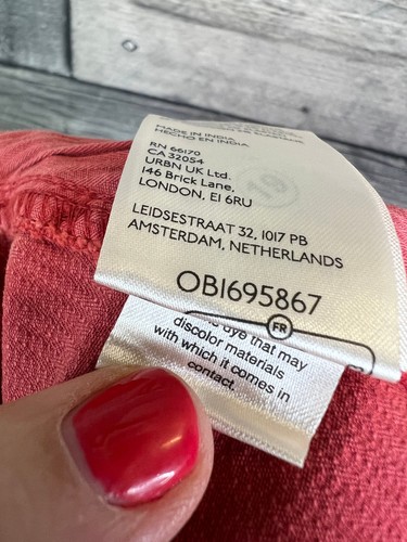 Pantalones Cortos Free People Mujer Talla UK 14 Rojo D Anillo Cinturón Informal Boho Verano Vacaciones - Imagen 9 de 11