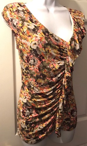 Anthropologie WESTON WEAR Galaxy Fold Top Floral Ruffle Blouse Shirt Pink Sz S - Picture 3 of 8