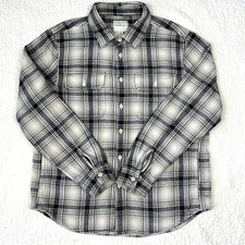 American Eagle Flannel Jacket Mens L Beige Bl...