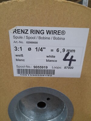 Wire-O Spule 3:1 weiß ¼'' = 6,9 mm Nr. 4 Drahtkammbindung Drahtbinderücken