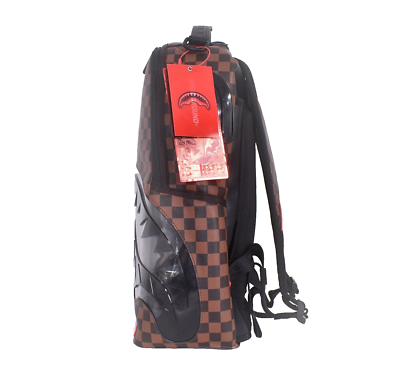 Sprayground Shark In Paris Brown Checkered Backpack Laptop Books