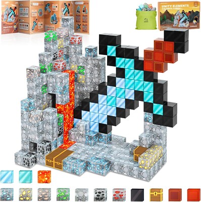 Kid Odyssey 100-teiliges magnetisches Bausteine-Set für Mine Schwert Höhlen 3+ Jahre