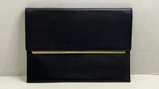 Mark and Graham Clutch Black Gold Magnetic closure 85% leather zip pocket