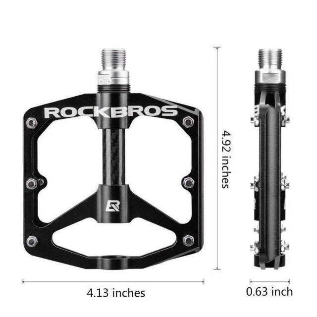 ROCKBROS Bicycle Pedals 9/16" Carbon Fiber Pedals Sealed Bearing Flat Pedal US - Image 3 of 4