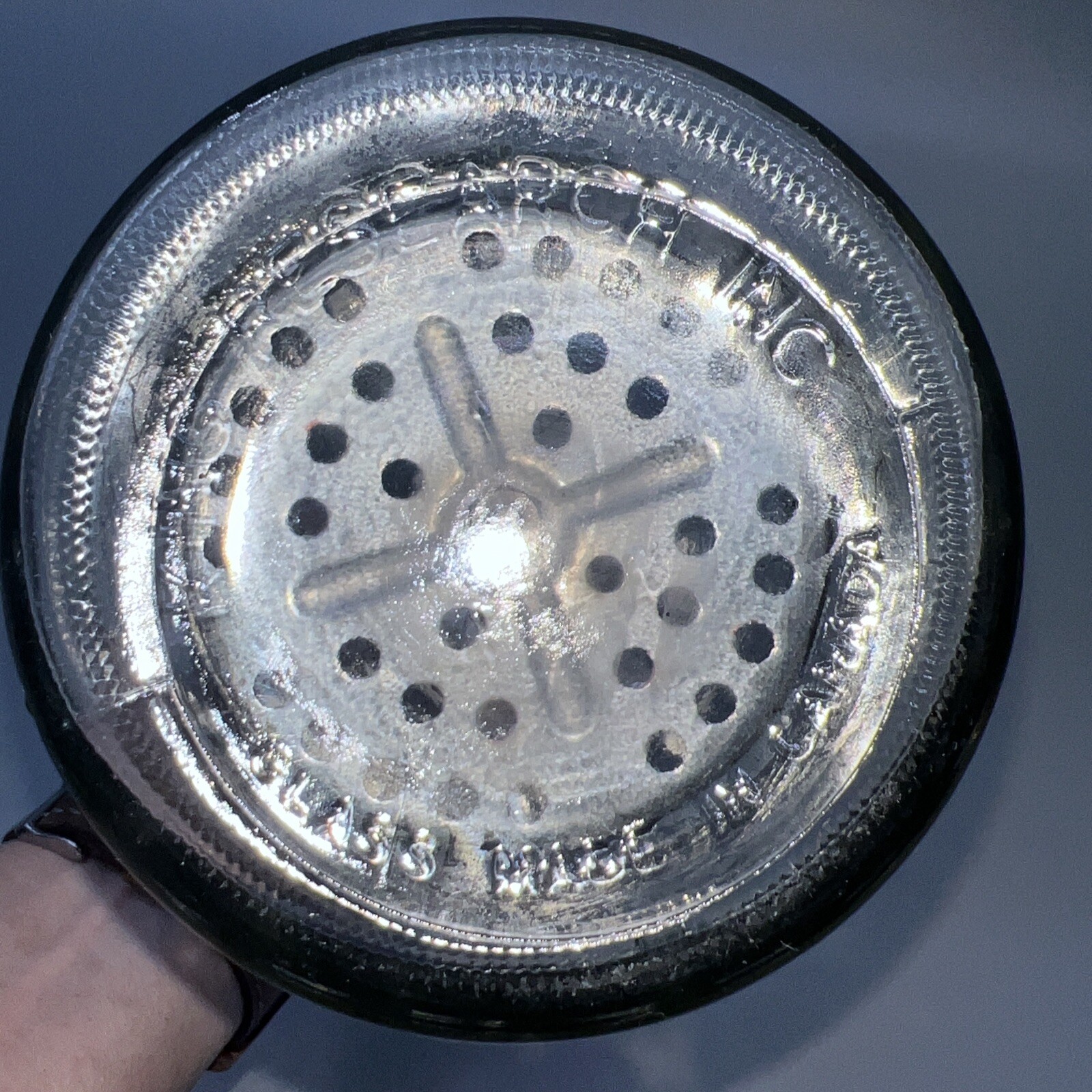 VINTAGE BARBICIDE Glass Disinfectant Barber Beauty Shop Comb Jar KING