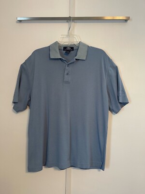 VANTAGE men's short sleeve blue cotton blend collared polo shirt MD M