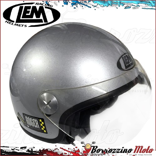 CASCO MOTO SCOOTER JET UNIVERSALE LEM ROGER PLATA ARGENTO TAGLIA S | eBay