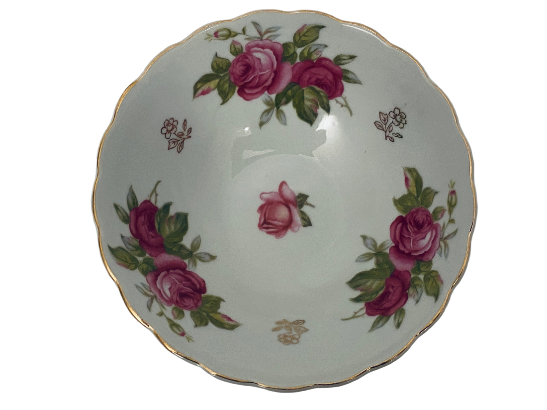 Lefton China KF096R Gold Scroll Rim Hand Painted Floral