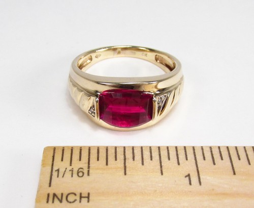 PreOwned Designer SHR NY USA 10K Gold 3.0ct Red Garnet Mens Signet Ring Sz 11.25 - Picture 8 of 15