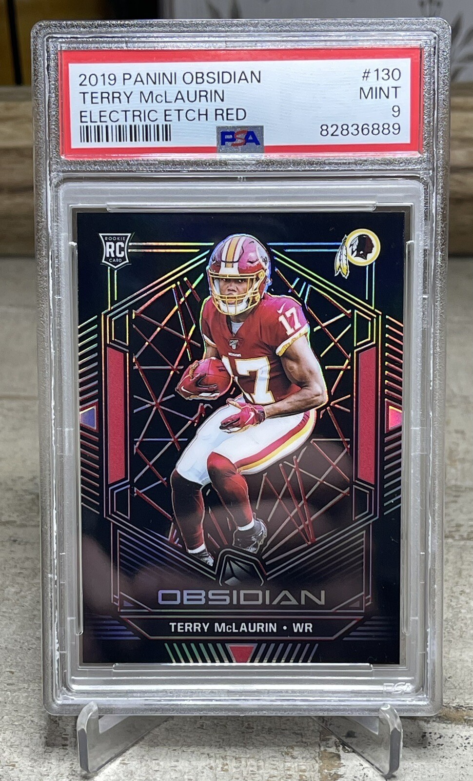 Terry McLaurin Panini Obsidian #130 Electric Etch Red