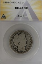 1894-O   .50 ANACS   AG 3   Barber Half Dollar, Liberty Head Half, 50 Cents