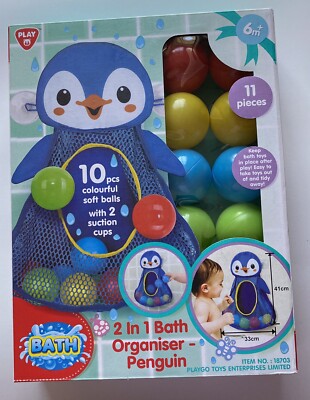 Play 2 in 1 bath organiser Penguin 11 pieces Colorful Softballs 6m+