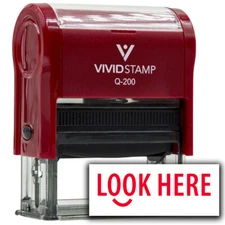Vivid Stamp Look Here Self Inking Rubber Stamp