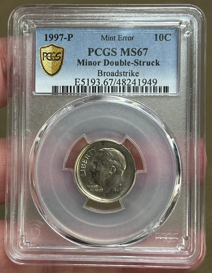 1997 Roosevelt Dime PCGS MS67 Broadstrike Minor Double-Struck Error Coin 10C - Image 4 of 4