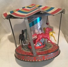 MATTEL MUSIC BOX CAROUSEL TIN TOY COLORFUL
