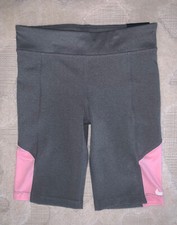 New Girl's Youth Nike Dri-Fit Tight Fit Biker Shorts Size Medium Gray  Pink