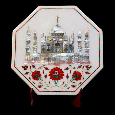 12'' White Marble Table Top Coffee Center taj mahal Inlay wall decor home Room