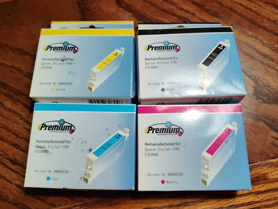 Replacement 4 Pack Yellow Cyan Black Magenta Cartridges Epson Stylus C88 CX3800