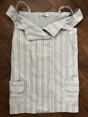 Farrow Womens Button Down Cold Shoulder Striped Dress Blue Pockets Short M