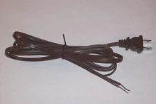 8' BROWN PLASTIC COVERED LAMP CORD WITH POLARIZED PLUG 18/2 SPT-2 NEW 46810JB