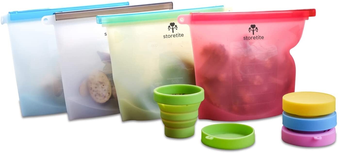 Reusable Silicone Food Storage Bags 4 Pack