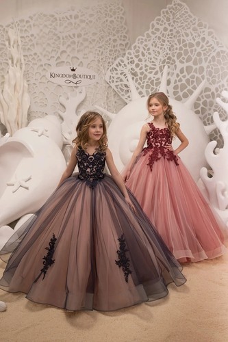 New 3D Floral Child Flower Girl Dress for Wedding Fluffy Gown Kid Princess Party - Picture 17 of 21