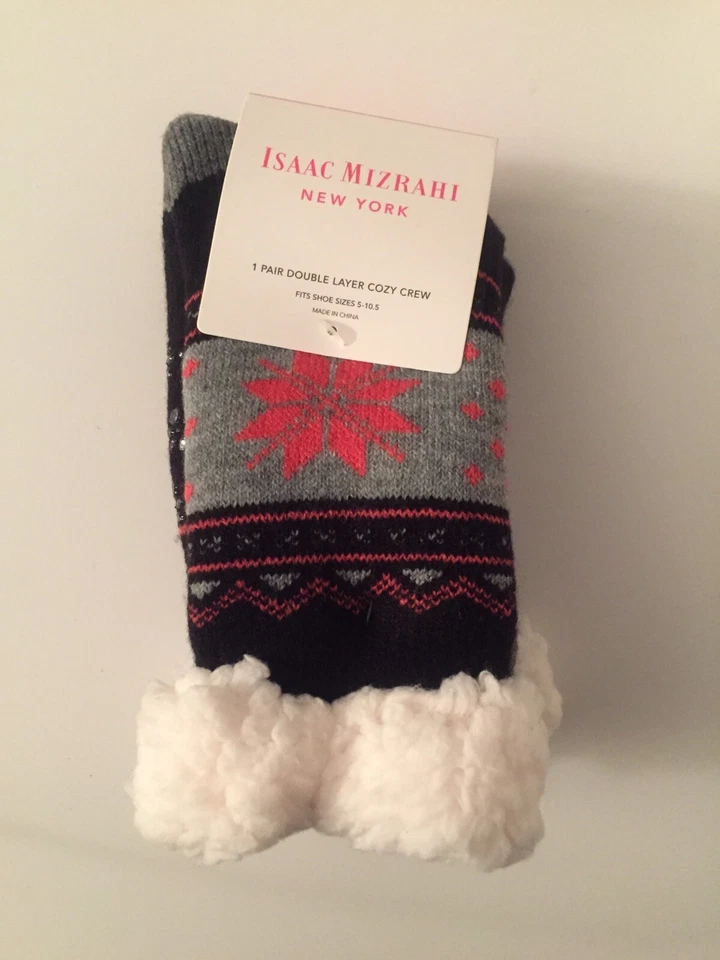 Новый с Ярлыками 2 x Isaac Mizrahi шерпа двойной слой уютные носки противоскользящие ручки снежинка - Изображение 2 из 4