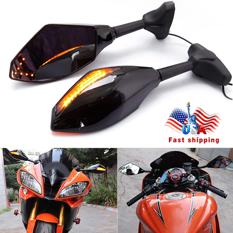 LED Turn Signal Mirrors For Yamaha YZF R1 R6 600R FZ6 2002 2003 2004 2005 2006 - Image 2 of 4