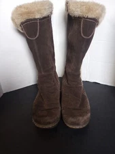 Baretraps Elister Women Size 8.5M Brown Suede Boot Winter Zip Faux Fur Lined