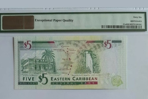 1994 East Caribbean Antigua $5 PMG66 EPQ <P31a> GEM UNC - Picture 2 of 2