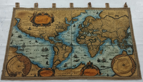 Vintage French Beautiful World Map Scene Wall Hanging Tapestry 128x77 cm - Picture 2 of 14