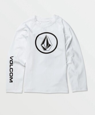 Volcom Boys RUSHGUARD Shirt Size MEDIUM Lido Solid Lycra Long Sleeve SPF 50