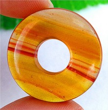 30x5mm Orange Stripes Glass Donuts Pendant Bead EA80513