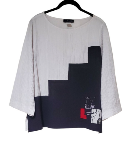 Moonlight y&s Fashion Crinkle Colorblock Top Size Medium