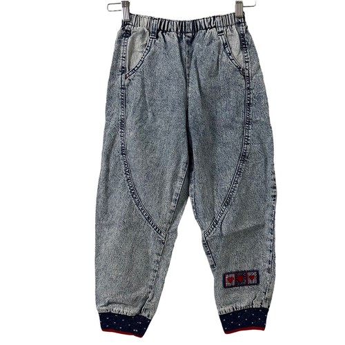 Levi’s Vintage 80s Acid Wash Heart Patch Kids Barrel Jeans Size 6