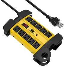 CRST Heavy Duty Surge Protector Power Strip 10-Outlet Metal Industrial Power ...
