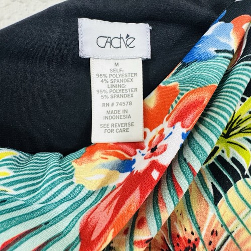 Maxi abito donna Cache taglia M spalla hawaiana floreale multicolore tropicale - Foto 12 di 14