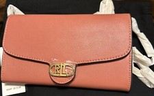 Ralph Lauren Leather Medium Adair Wallet Crossbody Pink Mighty New